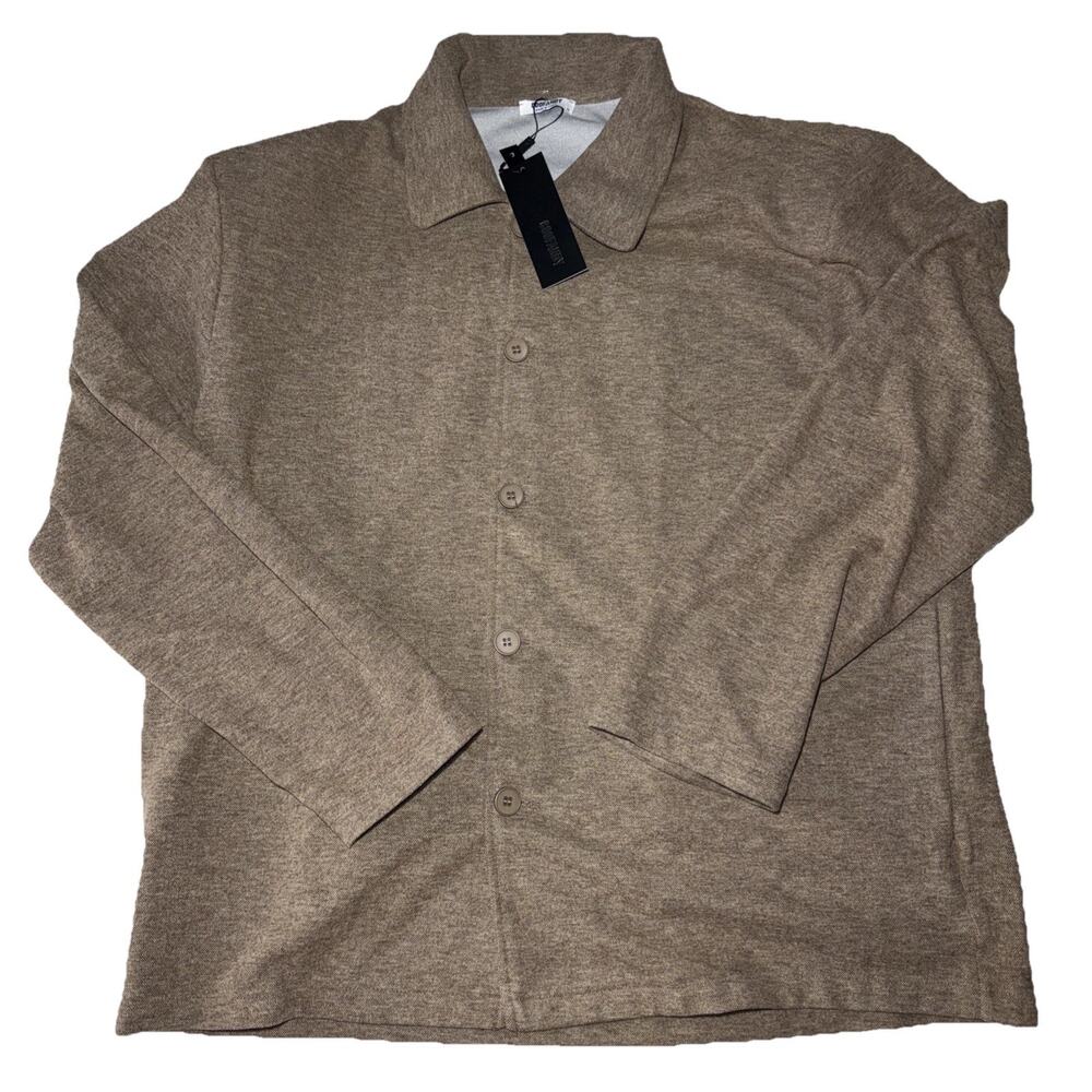 Coofandy Buttoned Shoulder Pads Brown Sweater Size XL NWT 2 Pockets